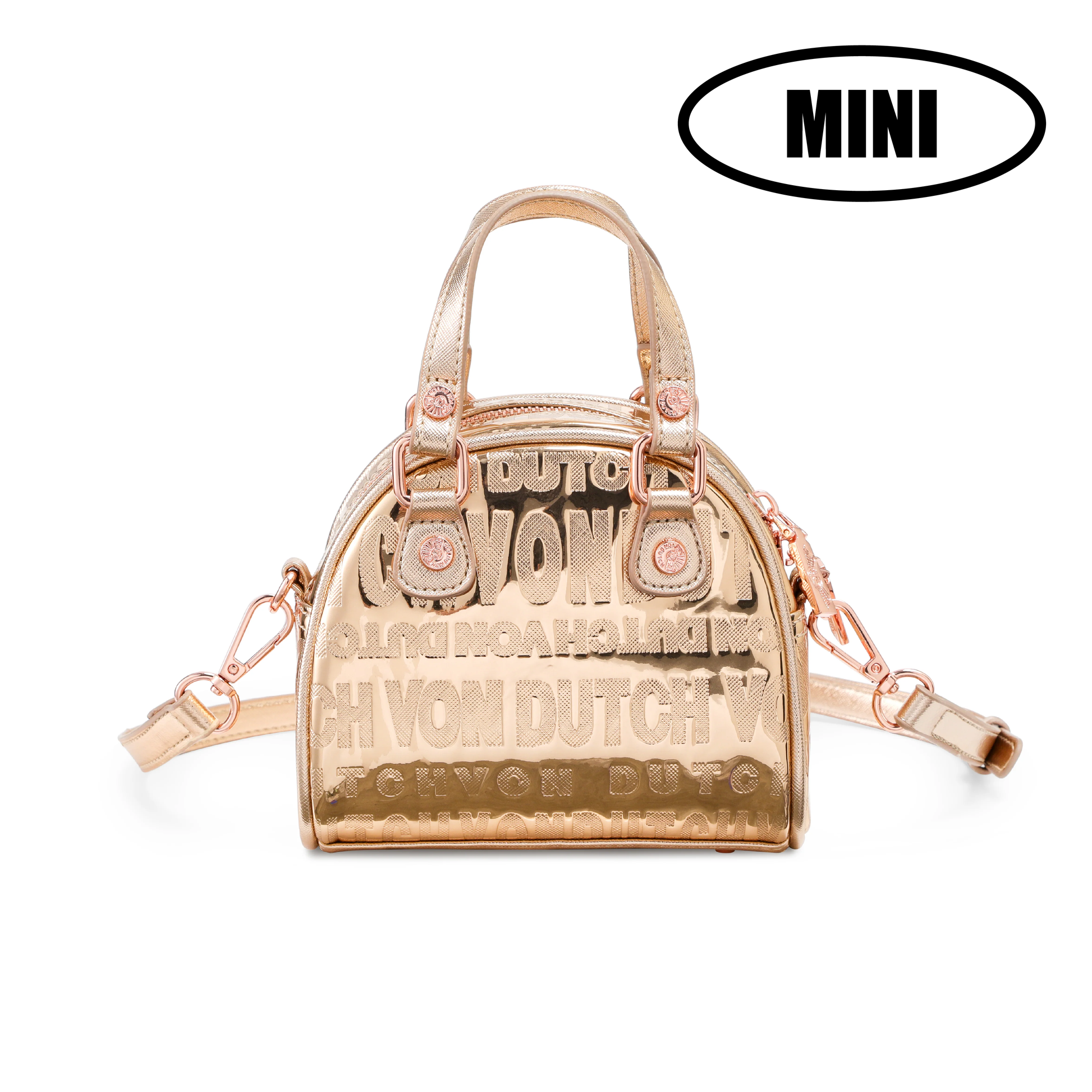 MINI BOWLING BAG - ROSE GOLD REFLECTIVE