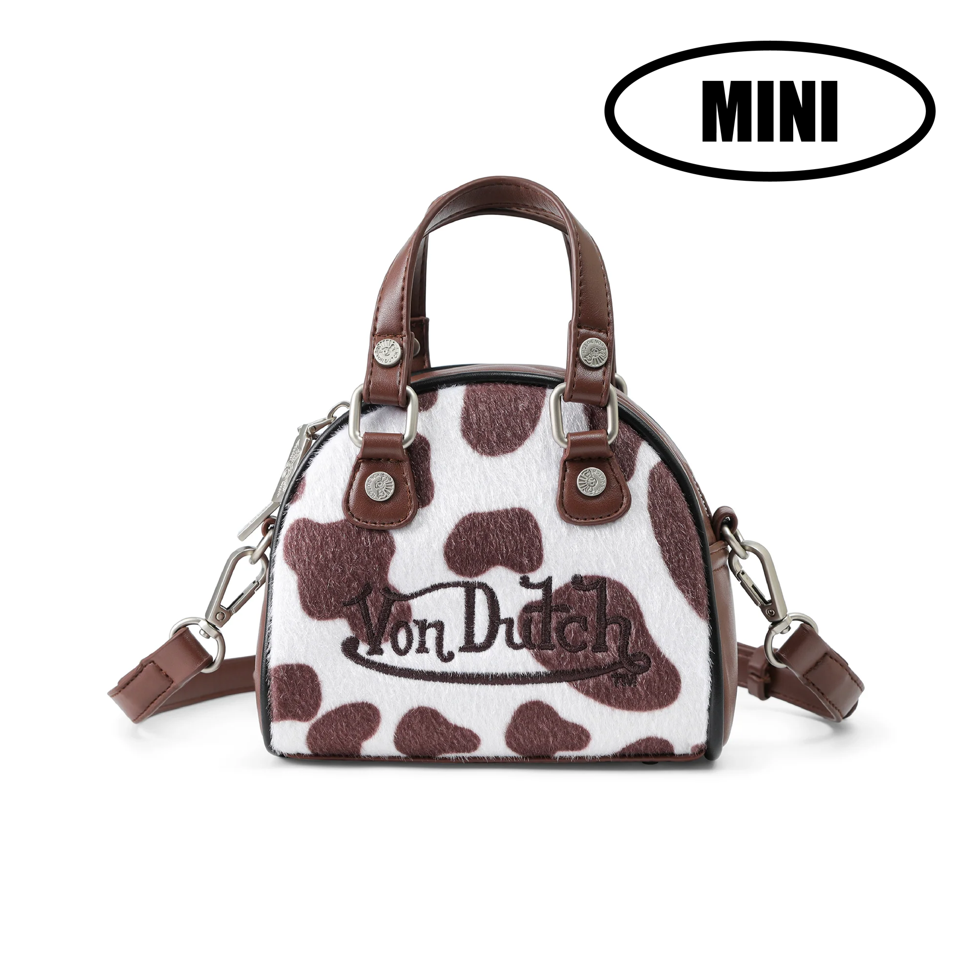 Preview on page ColorMini Cow Print Bowling Bag - Black & Whi