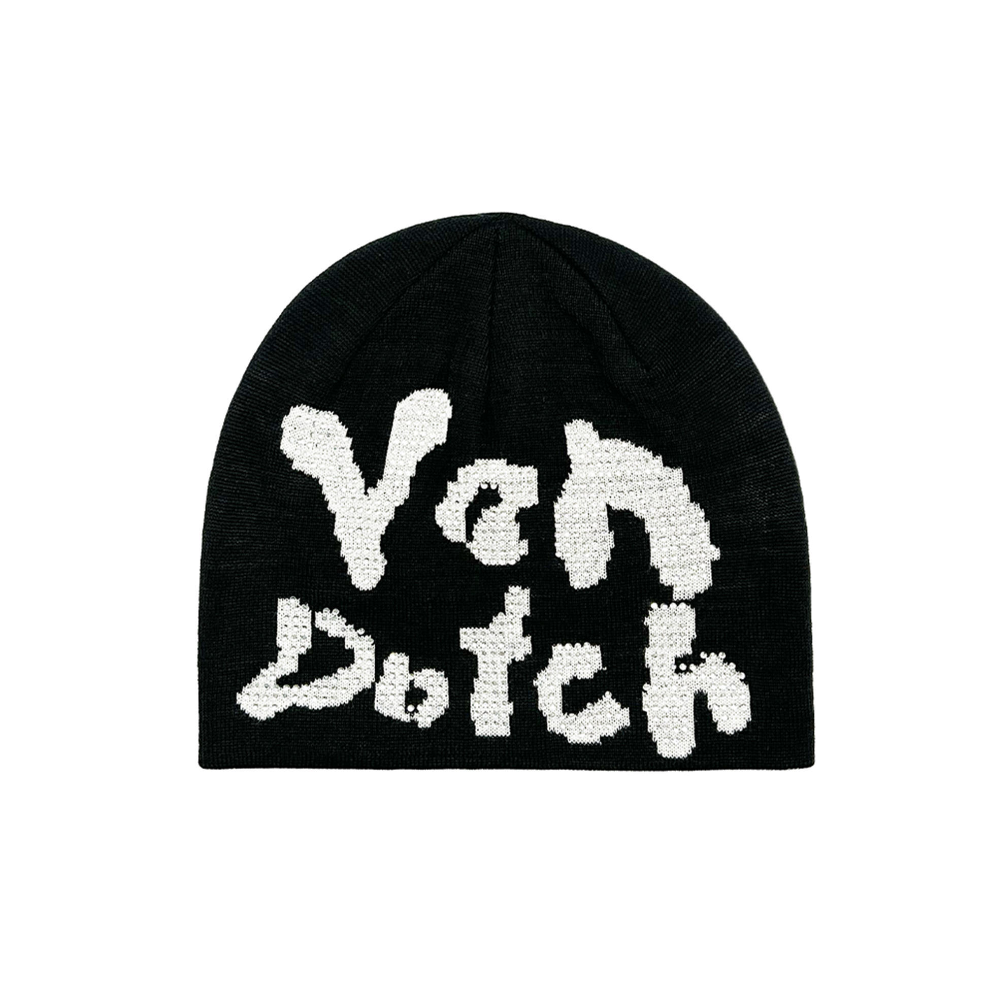 RHINESTONE CHEETAH BEANIE - WHITE