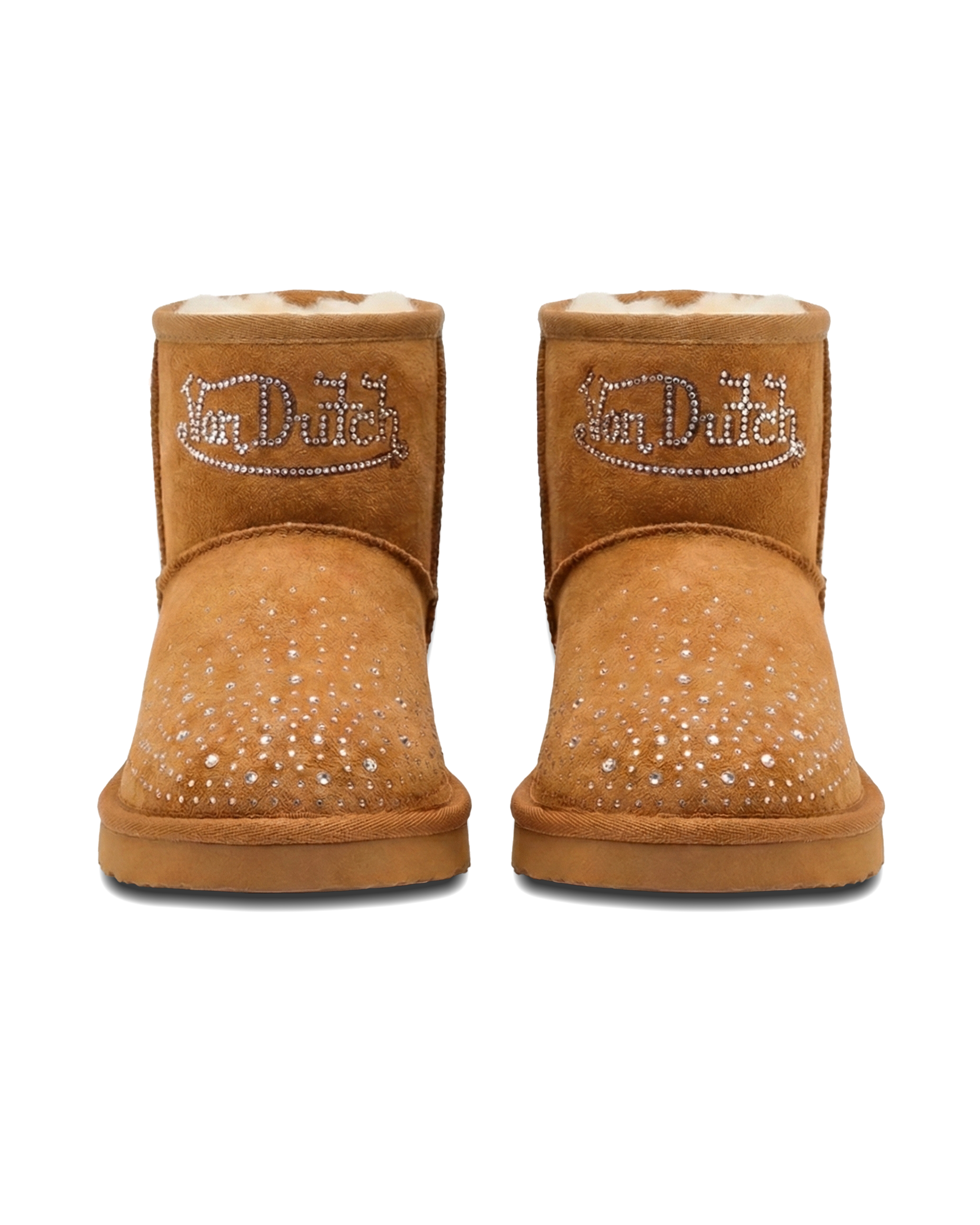 RHINESTONE SHEARLING BOOT - CHESTNUT