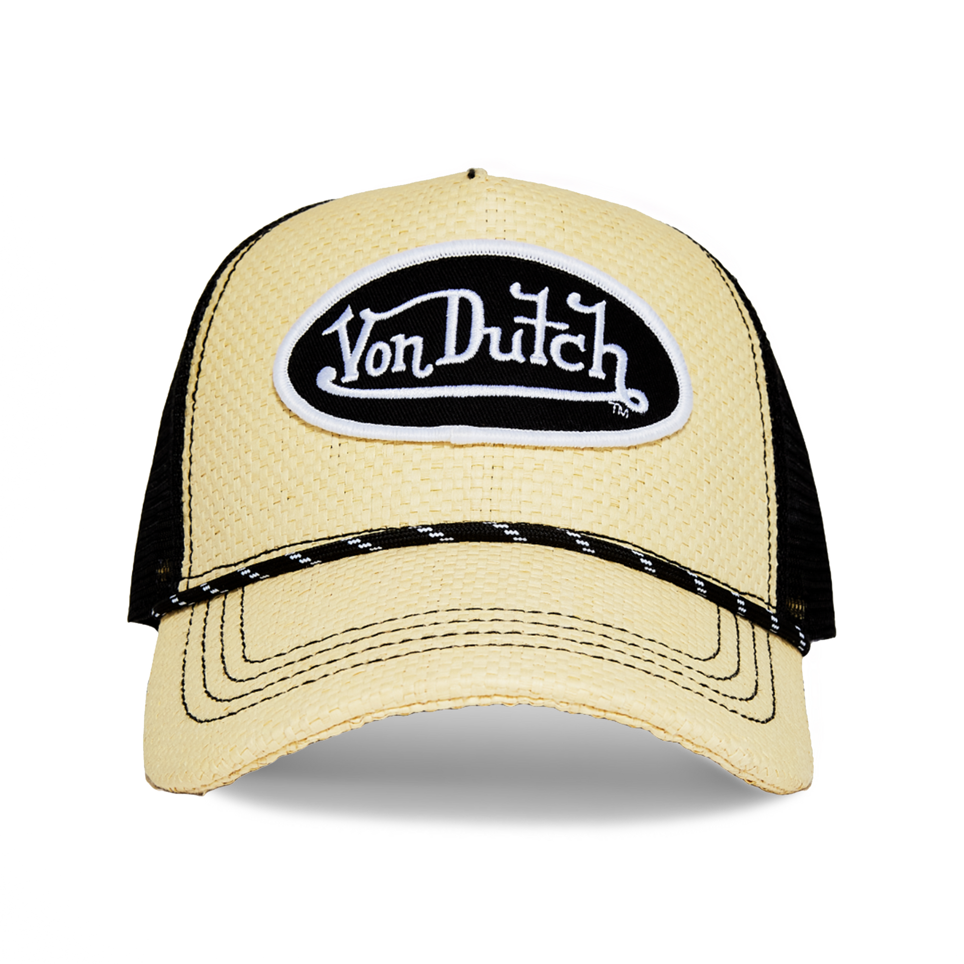 Black Straw Trucker Hat