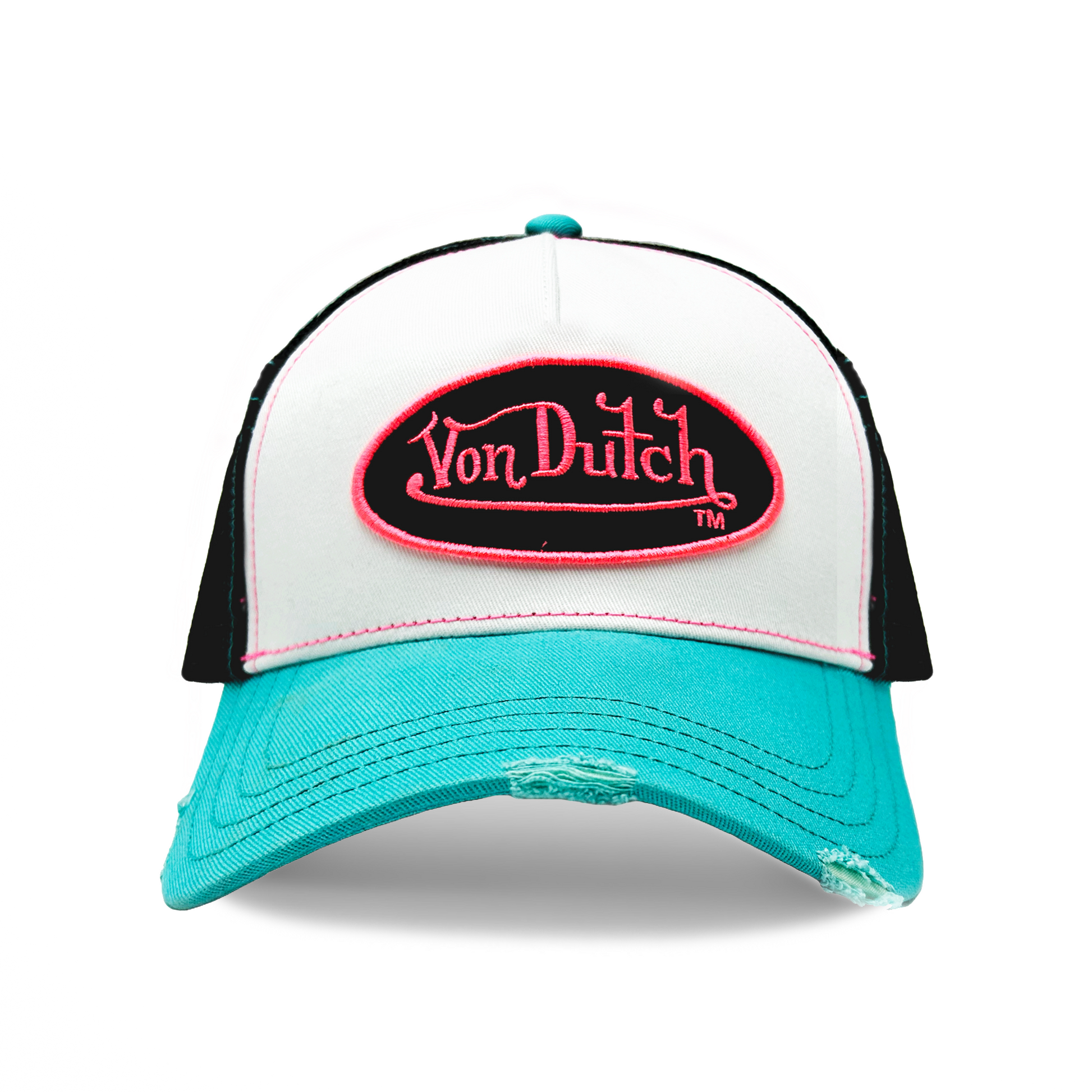 Blue & Pink Classic Distressed Trucker Hat