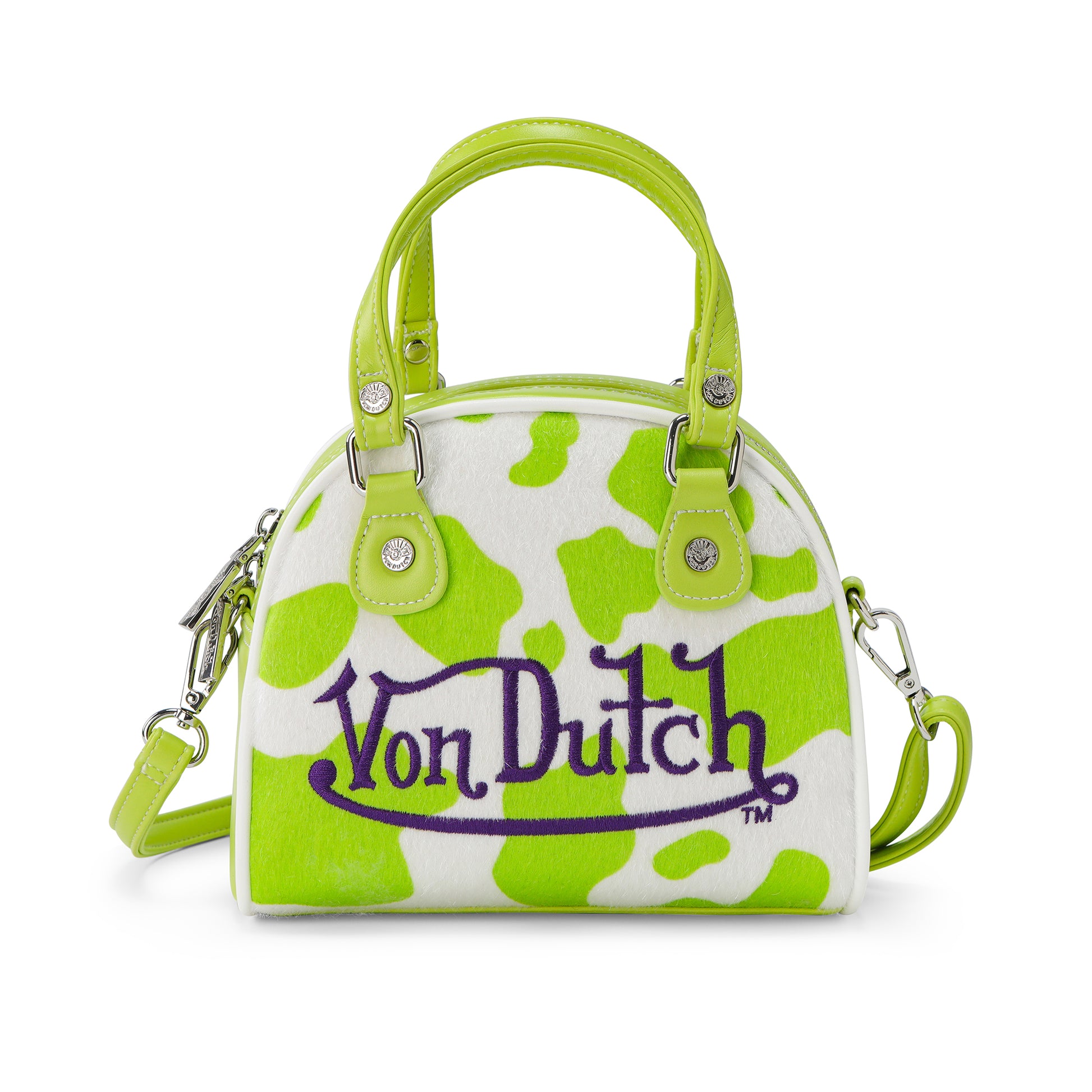 Lime Green Cow Print Bowling Bag