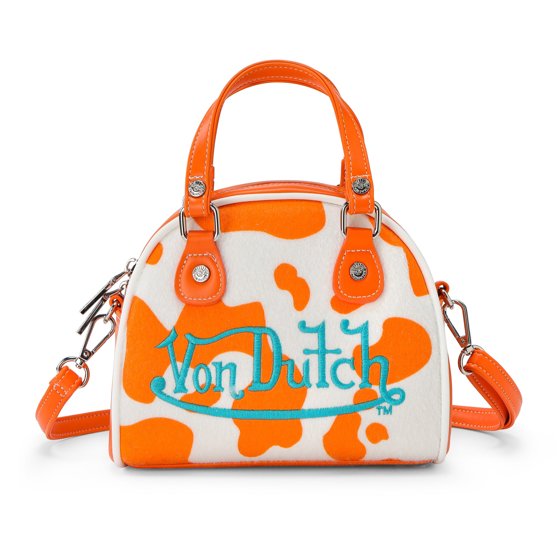 Orange Cow Print Bowling Bag