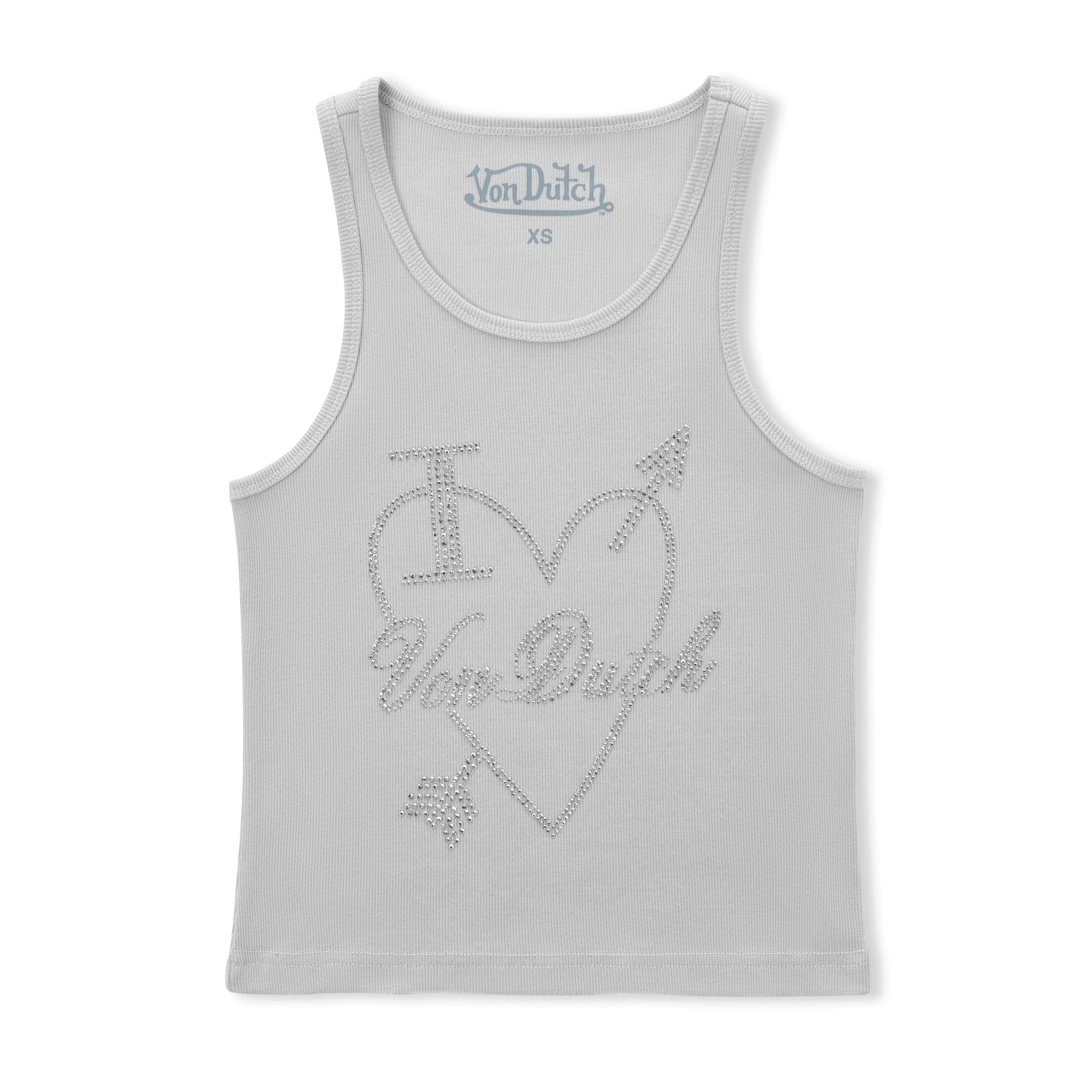 "I LOVE VON DUTCH" RHINESTONE TANK - GRAY