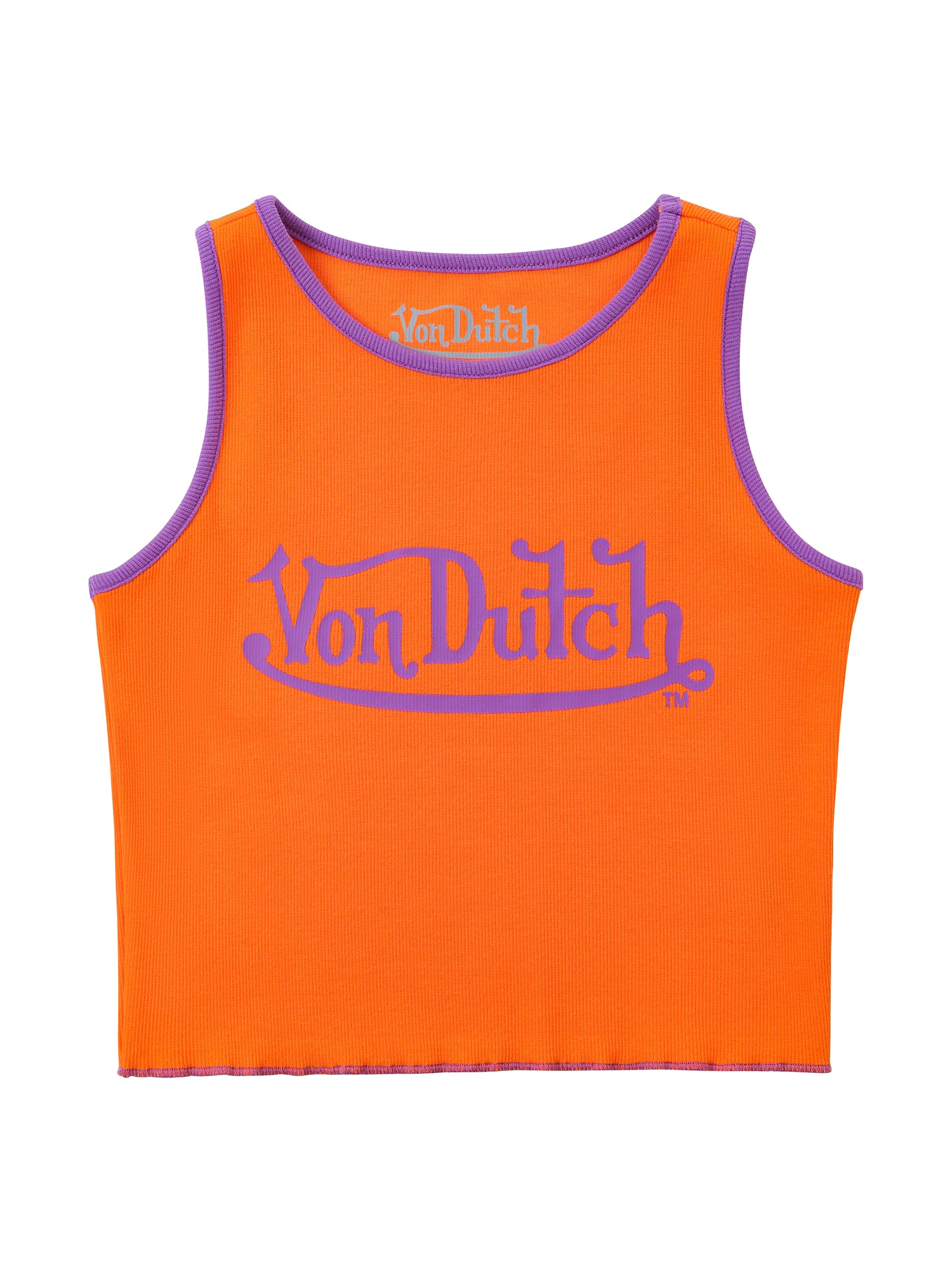WOMEN'S RIBBED CROP TANKS - ORANGE AND PURPLE