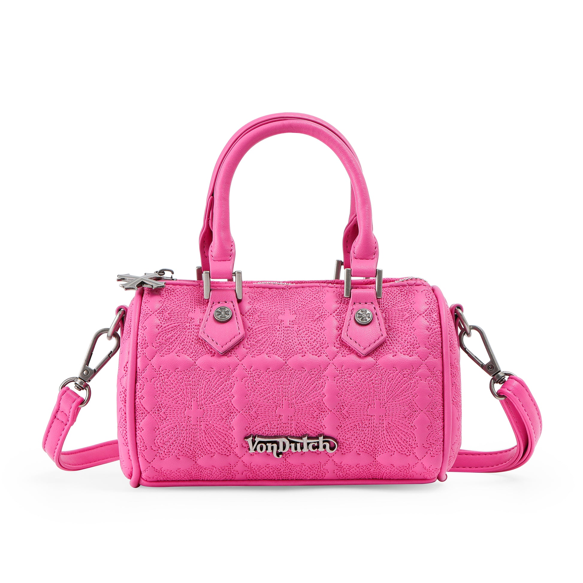 EMBROIDERED CHOPPER HANNA BAG - HOT PINK
