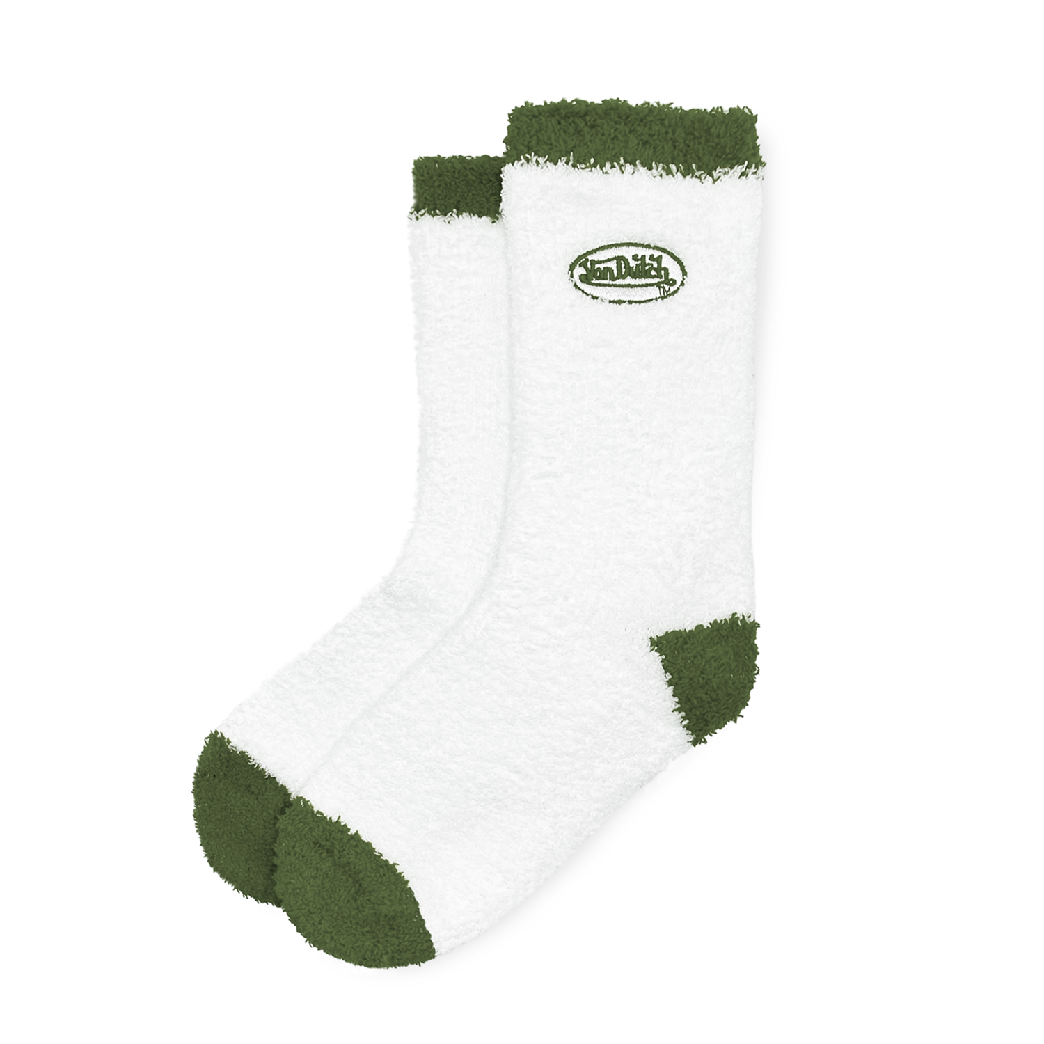 WHITE & GREEN FLUFFY SOCKS