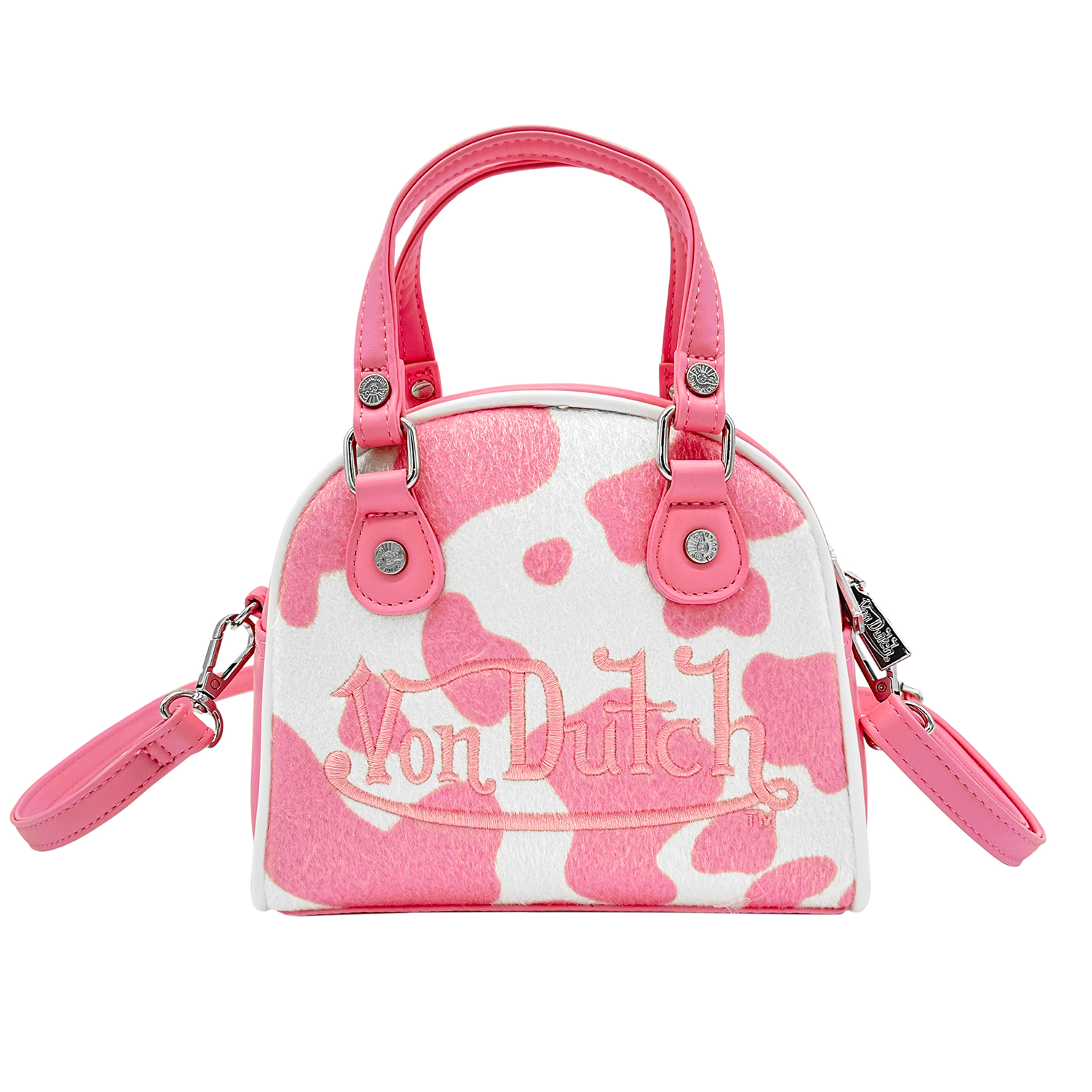 PINK & WHITE COW PRINT BOWLING BAG