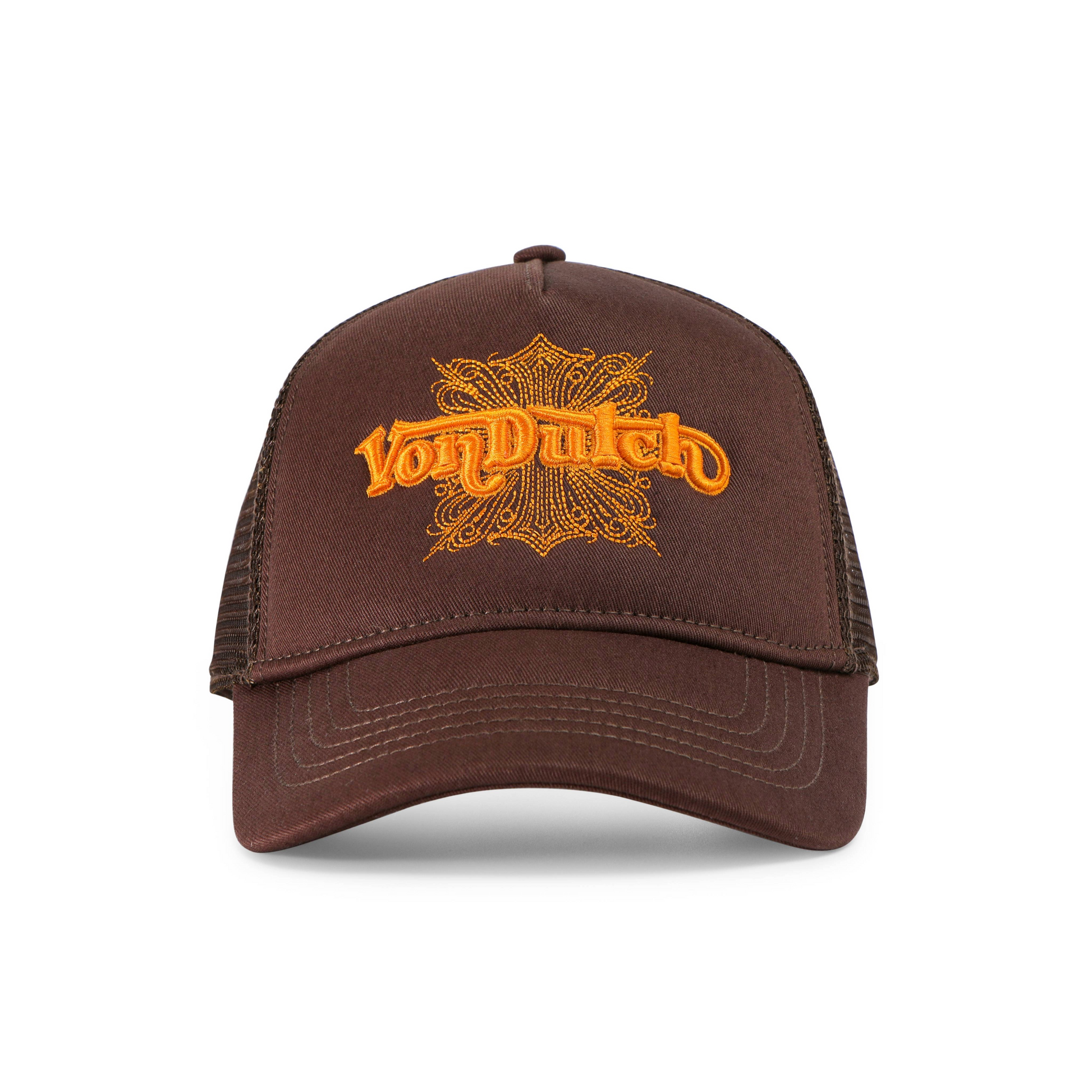 FOAM CHOPPER TRUCKER HAT - BROWN & ORANGE