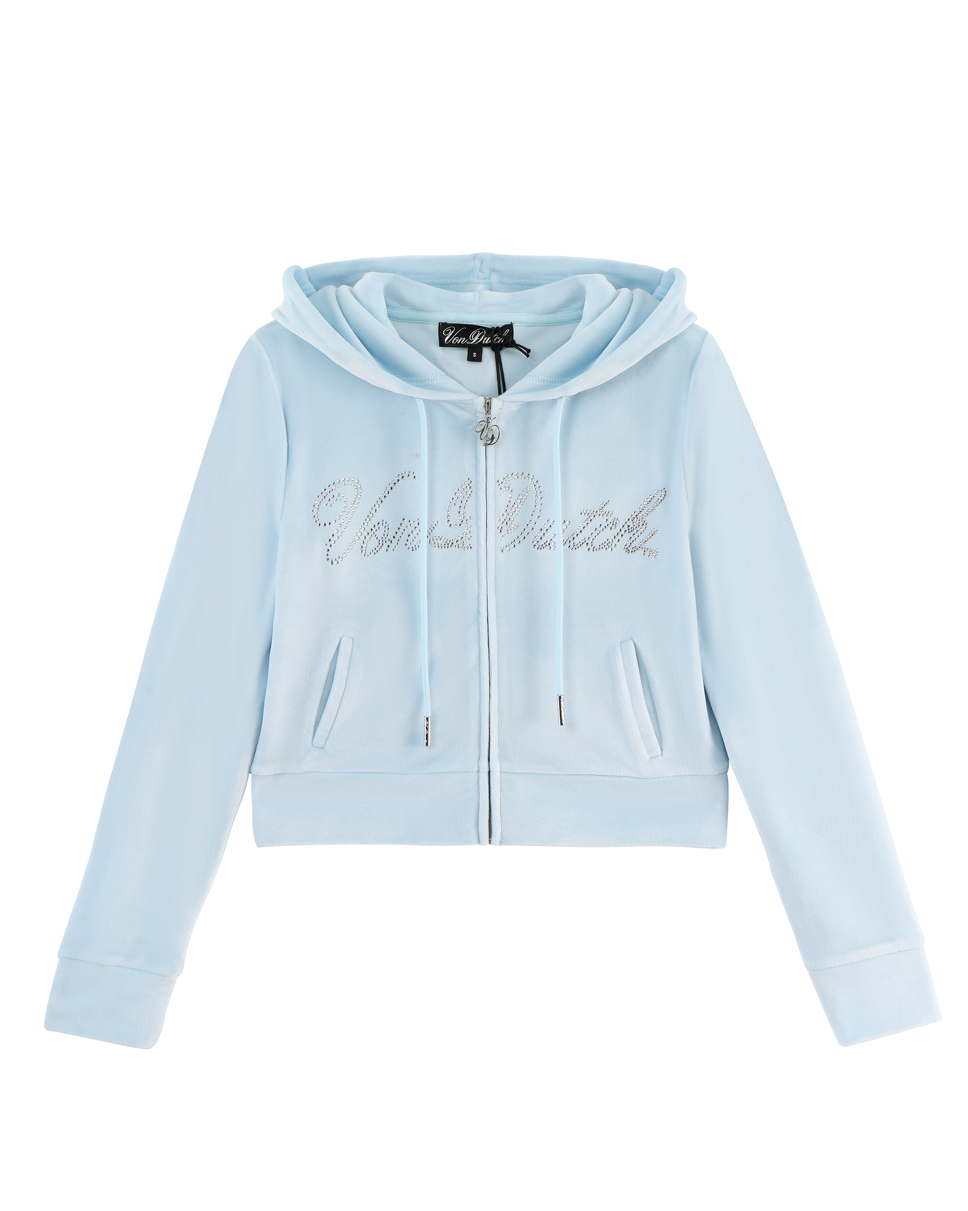 Velour Zip Up - Light Blue