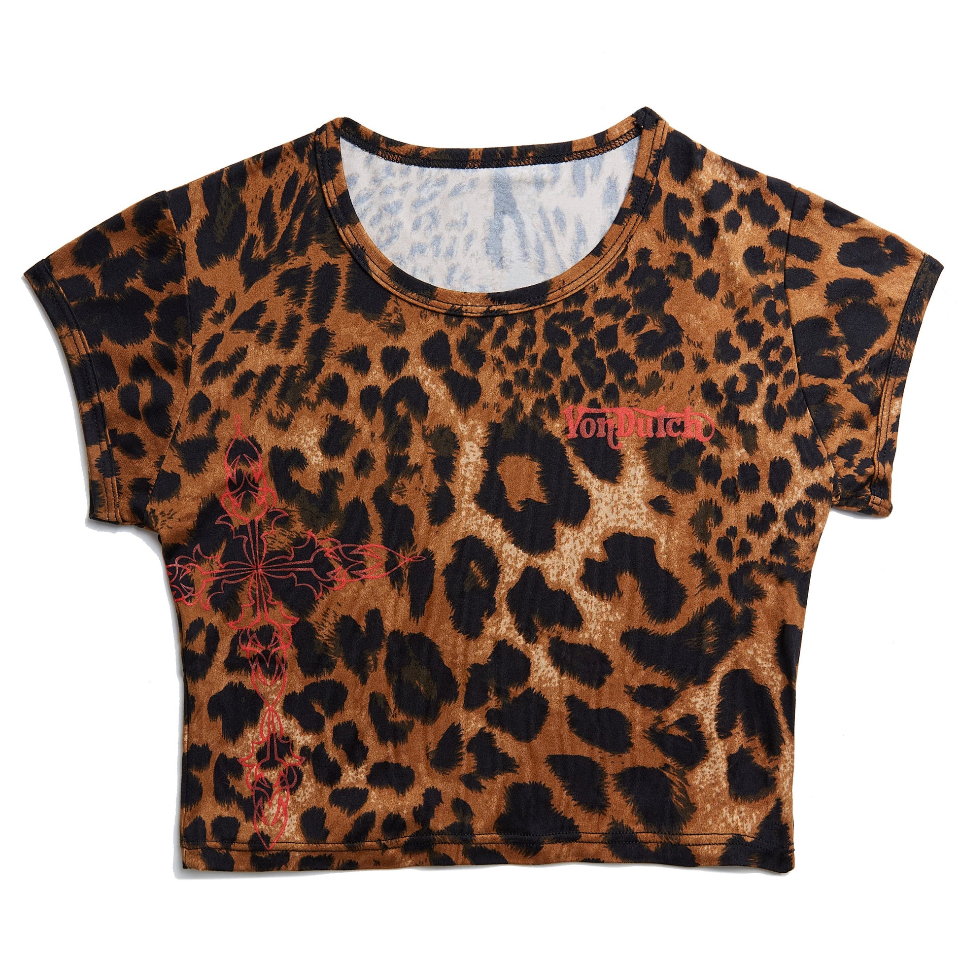 Leopard Chopper Cross Baby Tee