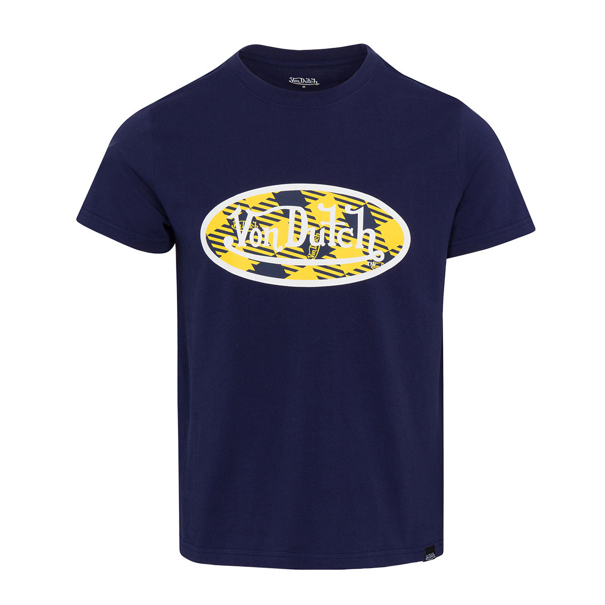 WOMEN'S NAVY & YELLOW PLAID SS TEE