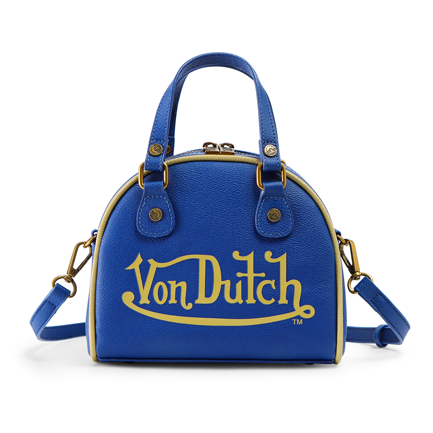 NAVY BLUE & GOLD TWO-TONE BOWLING BAG