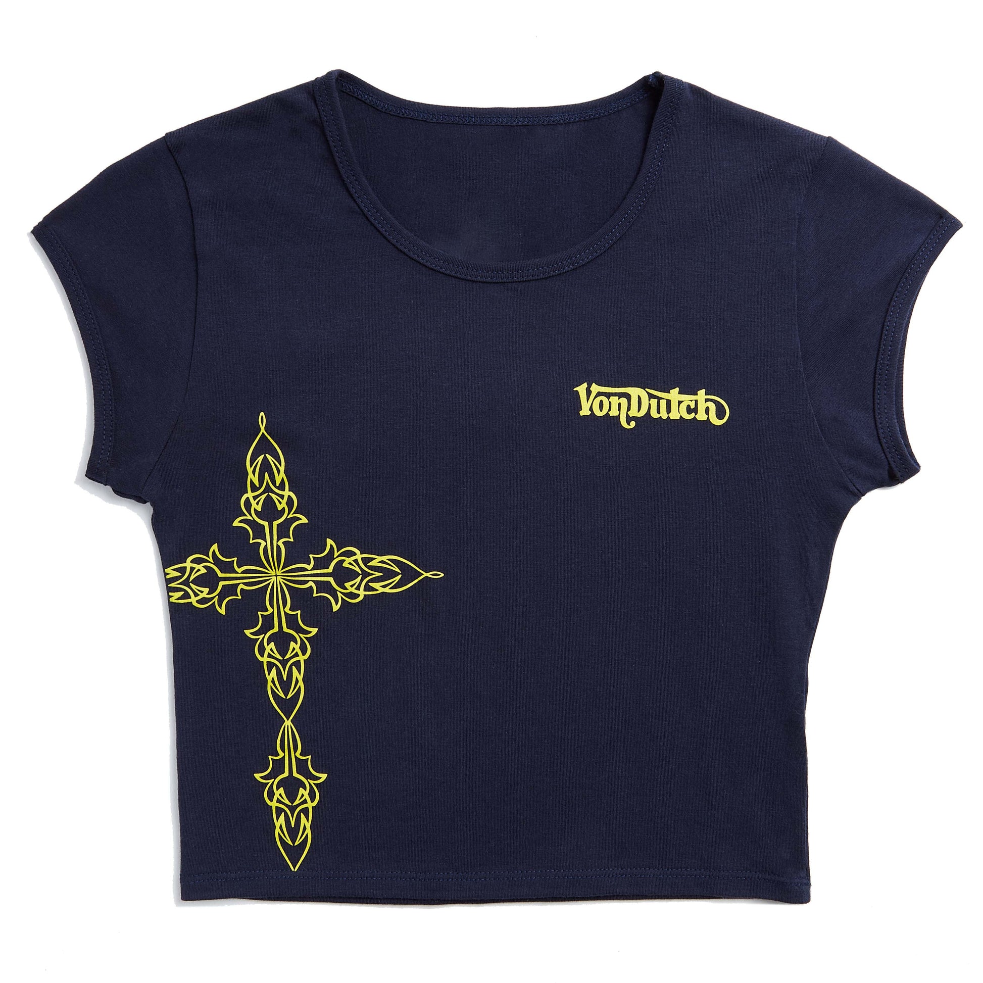 Navy Blue & Yellow Chopper Cross Baby Tee