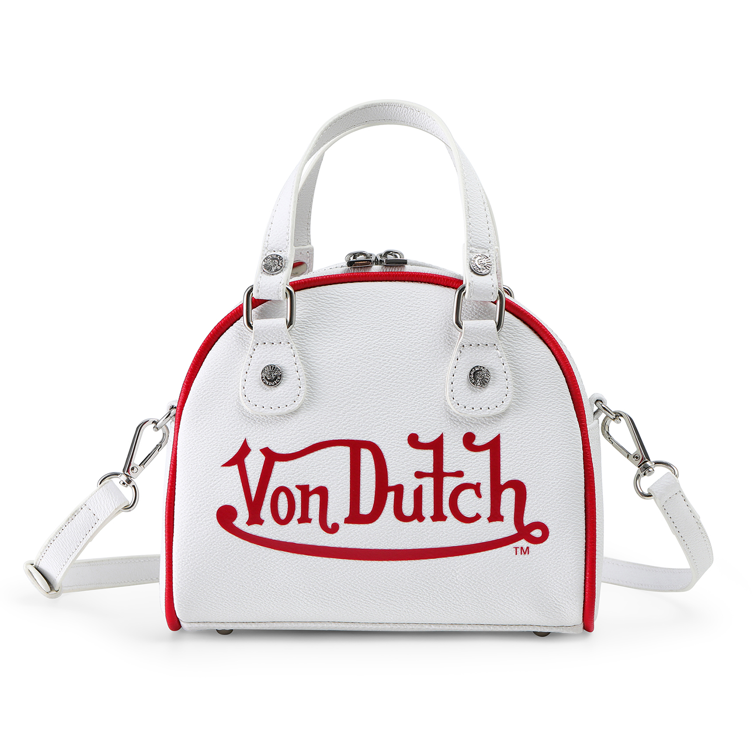 WHITE & RED TWO-TONE BOWLING BAG
